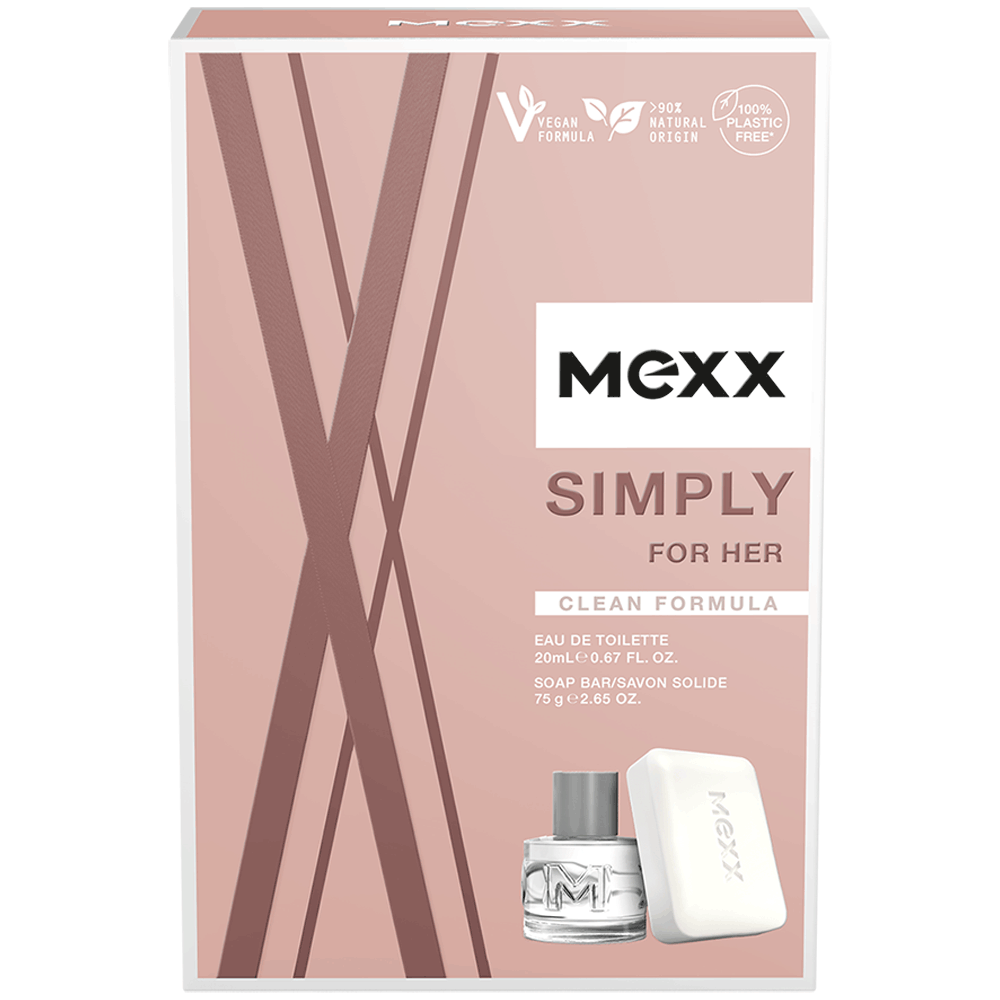 Bild: Mexx Simply For Her Geschenkset Eau de Toilette 20 ml + Feste Seife 75 g 