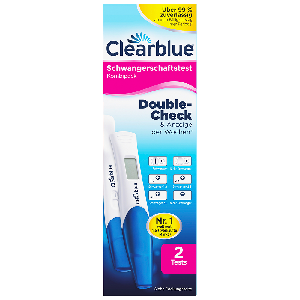 Bild: Clearblue Schwangerschaftstest Double-Check, Anzeige der Wochen 