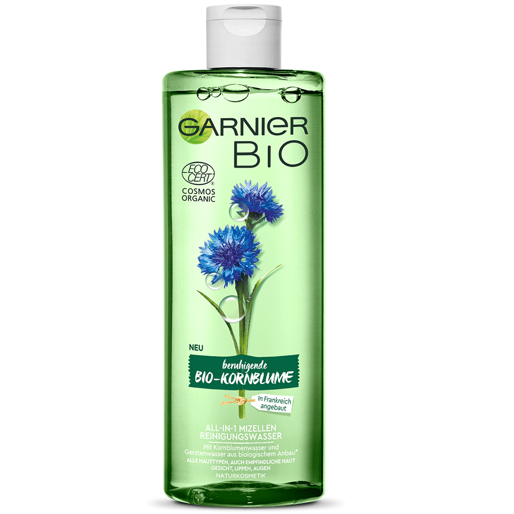 Bild: GARNIER BIO All-in-1 Mizellen Reinigungswasser Bio-Kornblume 