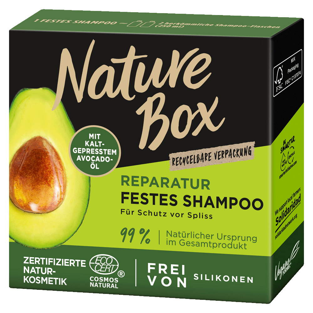 Bild: Nature Box Festes Shampoo mit Avocado Öl 