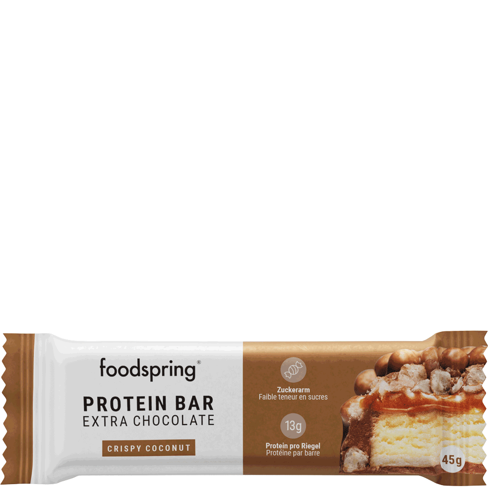 Bild: foodspring Protein Bar Extra Chocolate Crispy Coconut 