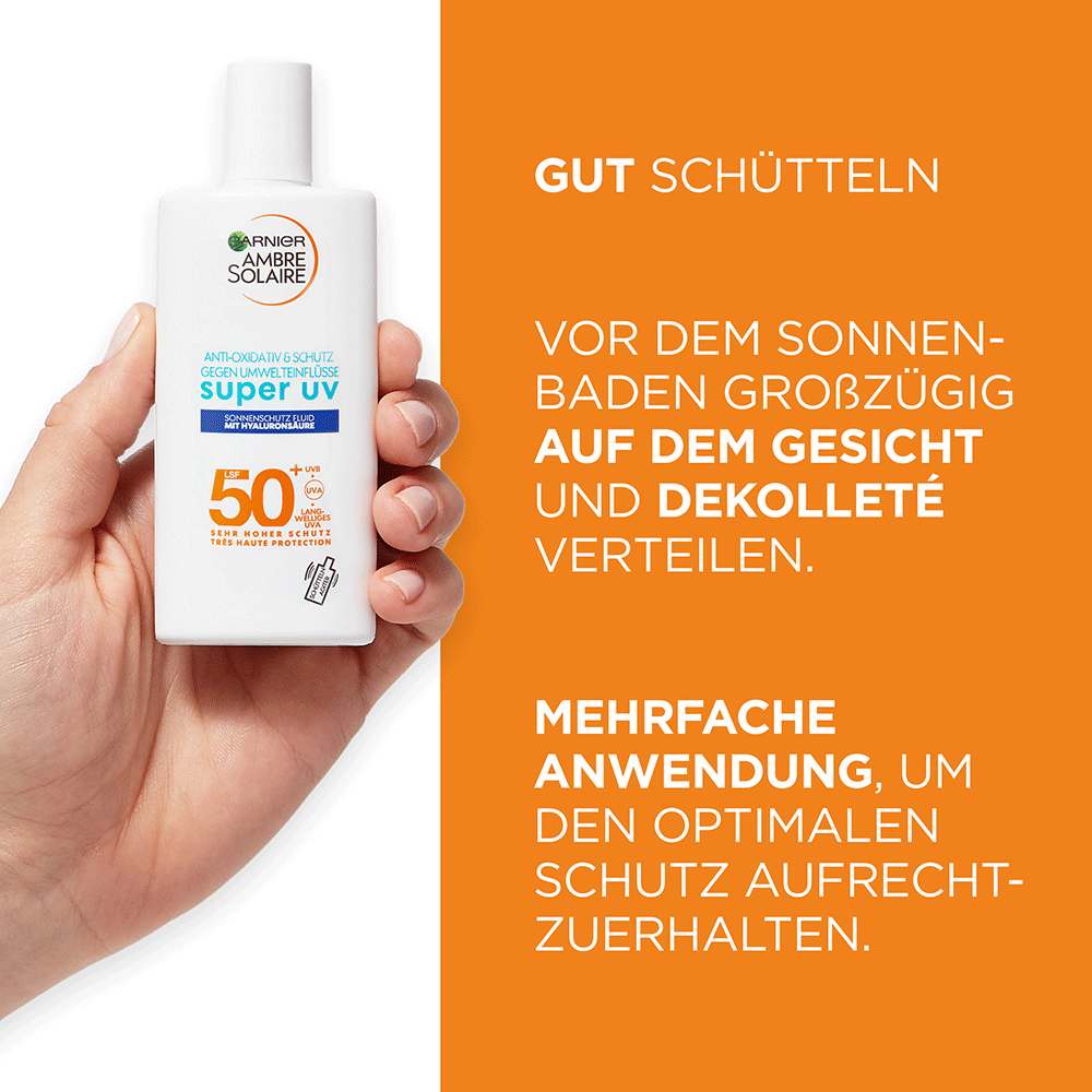 Bild: GARNIER AMBRE SOLAIRE Sensitive Expert + Gesicht Advanced Sonnencreme LSF 50+ 