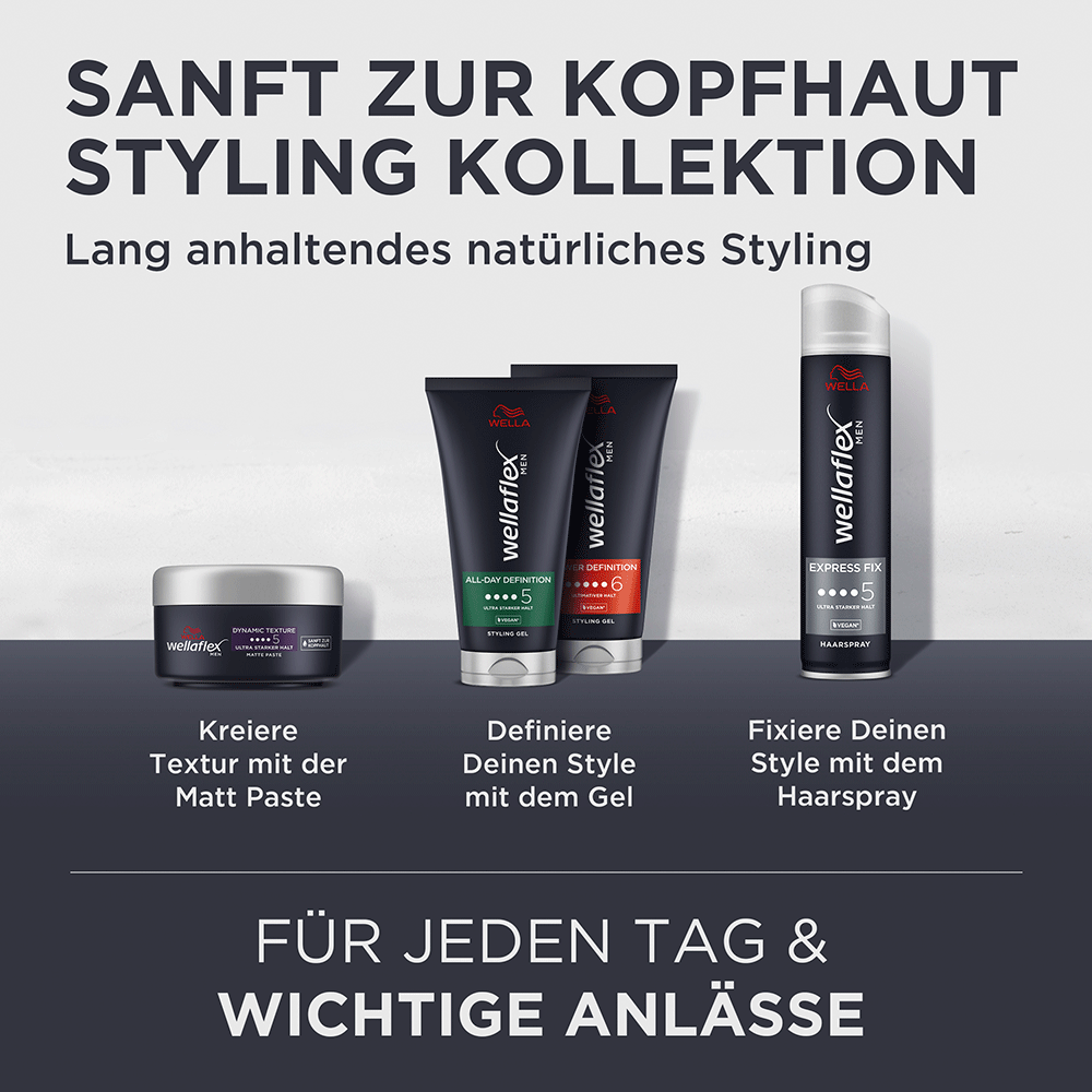 Bild: WELLA wellaflex Men Styling Gel Power Definition Ultimativer Halt 