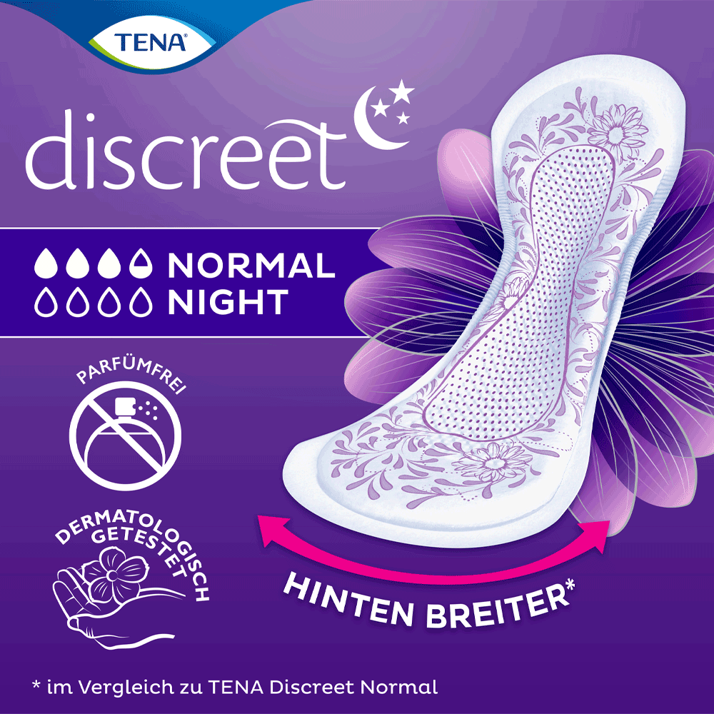 Bild: TENA Discreet Protect+ Normal Night Nacht Einlagen 