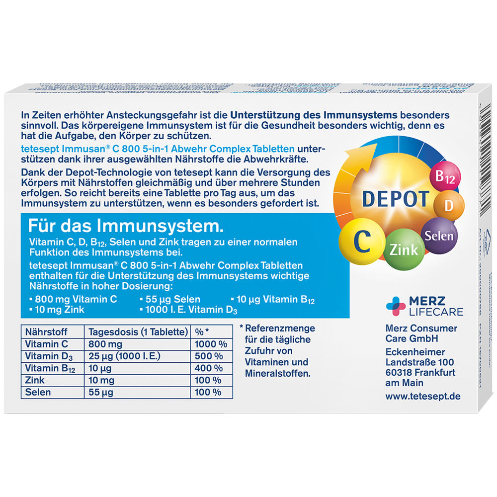 Bild: tetesept: Immusan C 800 5in1 Abwehr Complex 