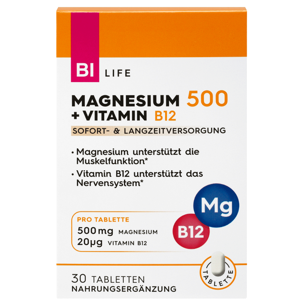 Bild: BI LIFE Magnesium 500 + Vitamin B12 