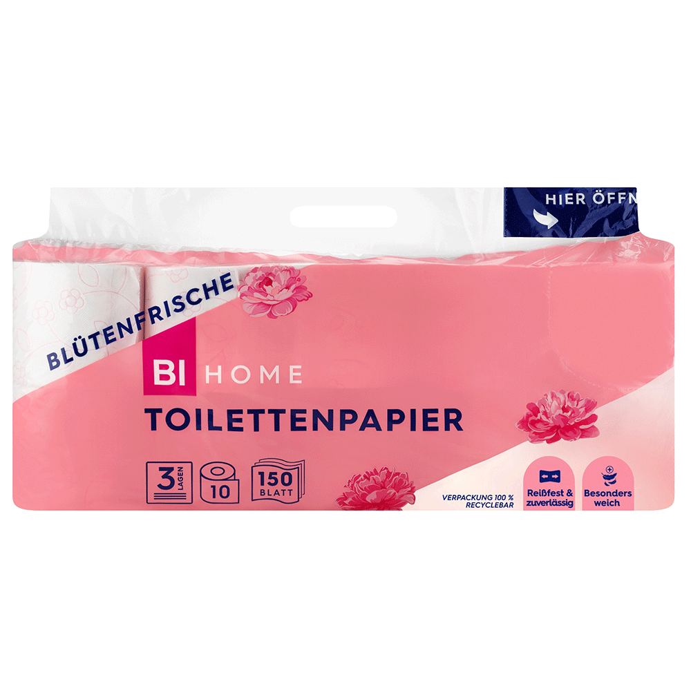 Bild: BI HOME Toilettenpapiere 10x150 Blatt 3-lagig 