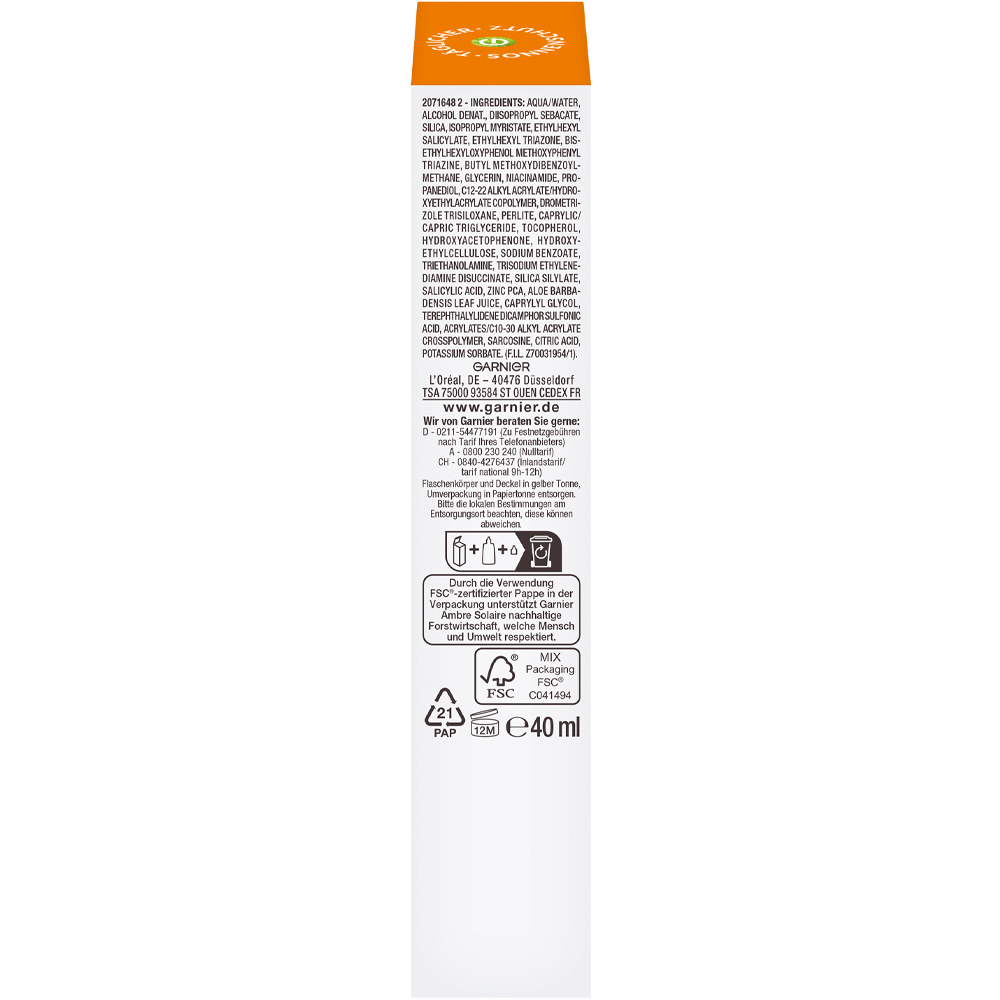 Bild: GARNIER AMBRE SOLAIRE Sonnenschutzfluid Niacinamid LSF50+ 