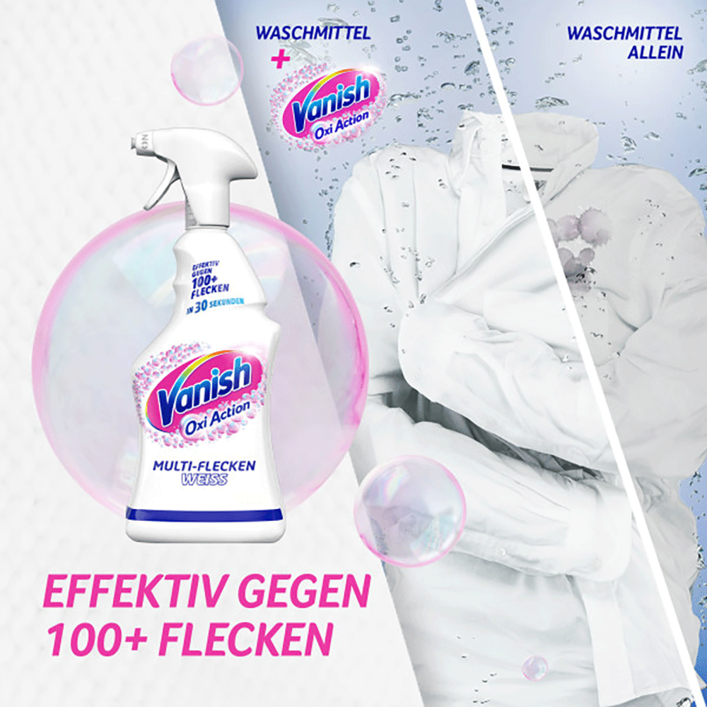 Bild: Vanish OxiAction Multi-Flecken Weiß Vorwaschspray 