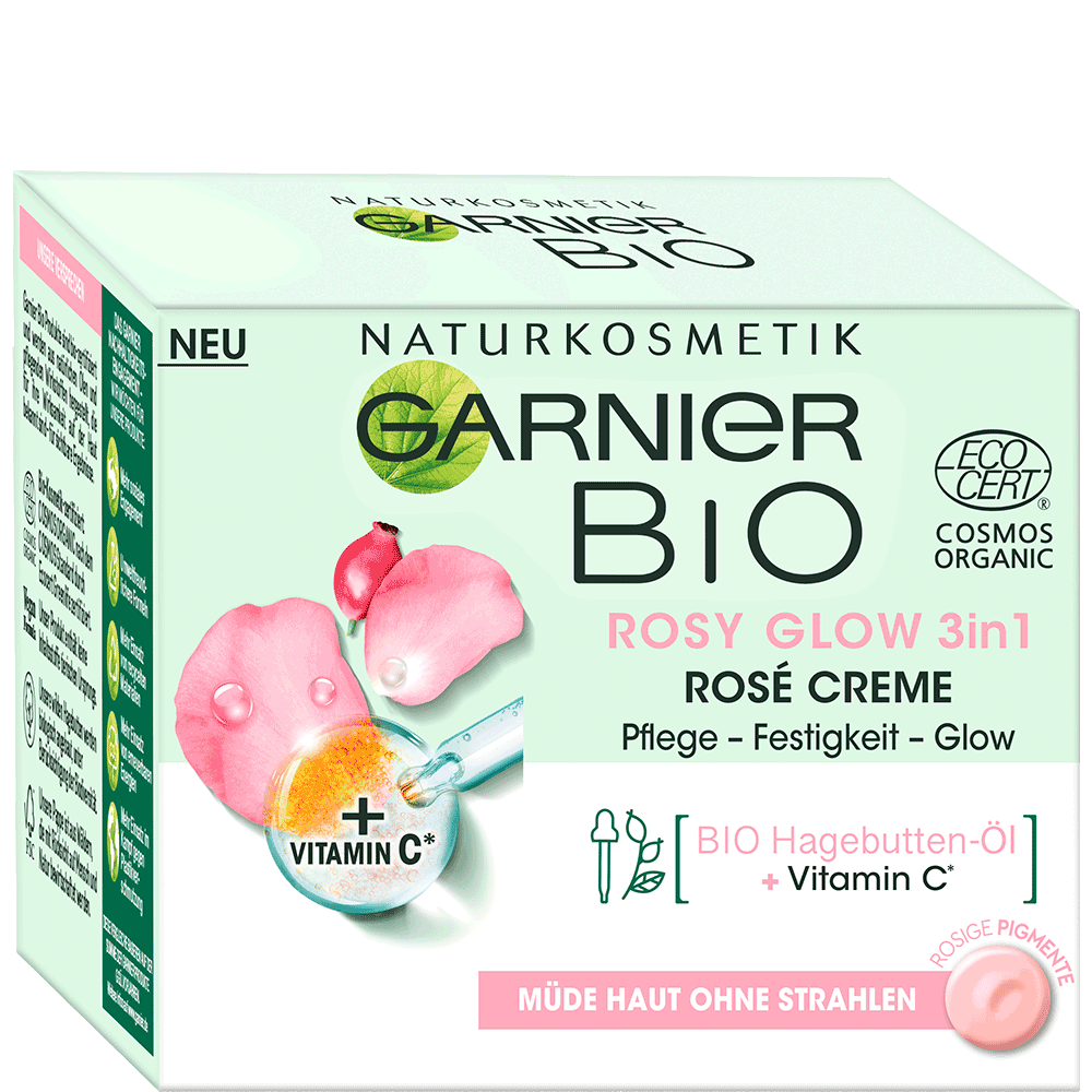 Bild: GARNIER BIO Rosy Glow 3in1 Rose Creme 