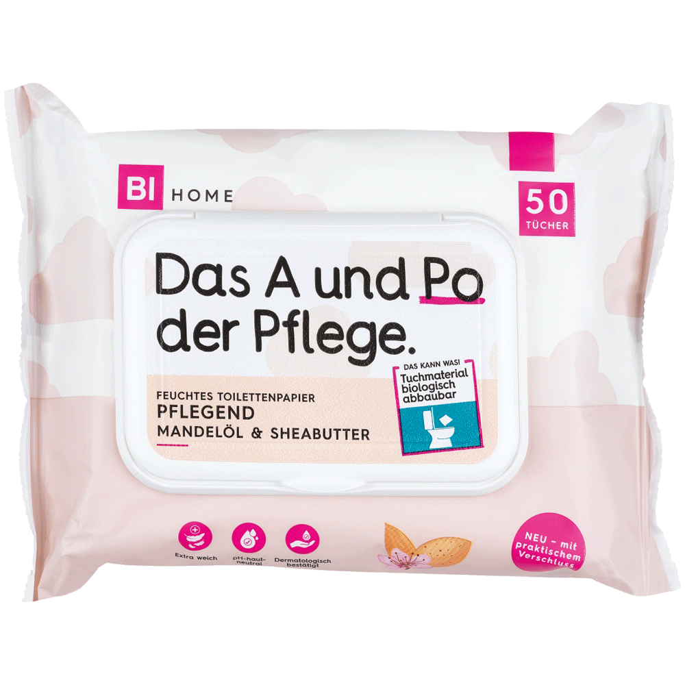 Bild: BI HOME Feuchtes Toilettenpapier Mandelöl & Sheabutter 