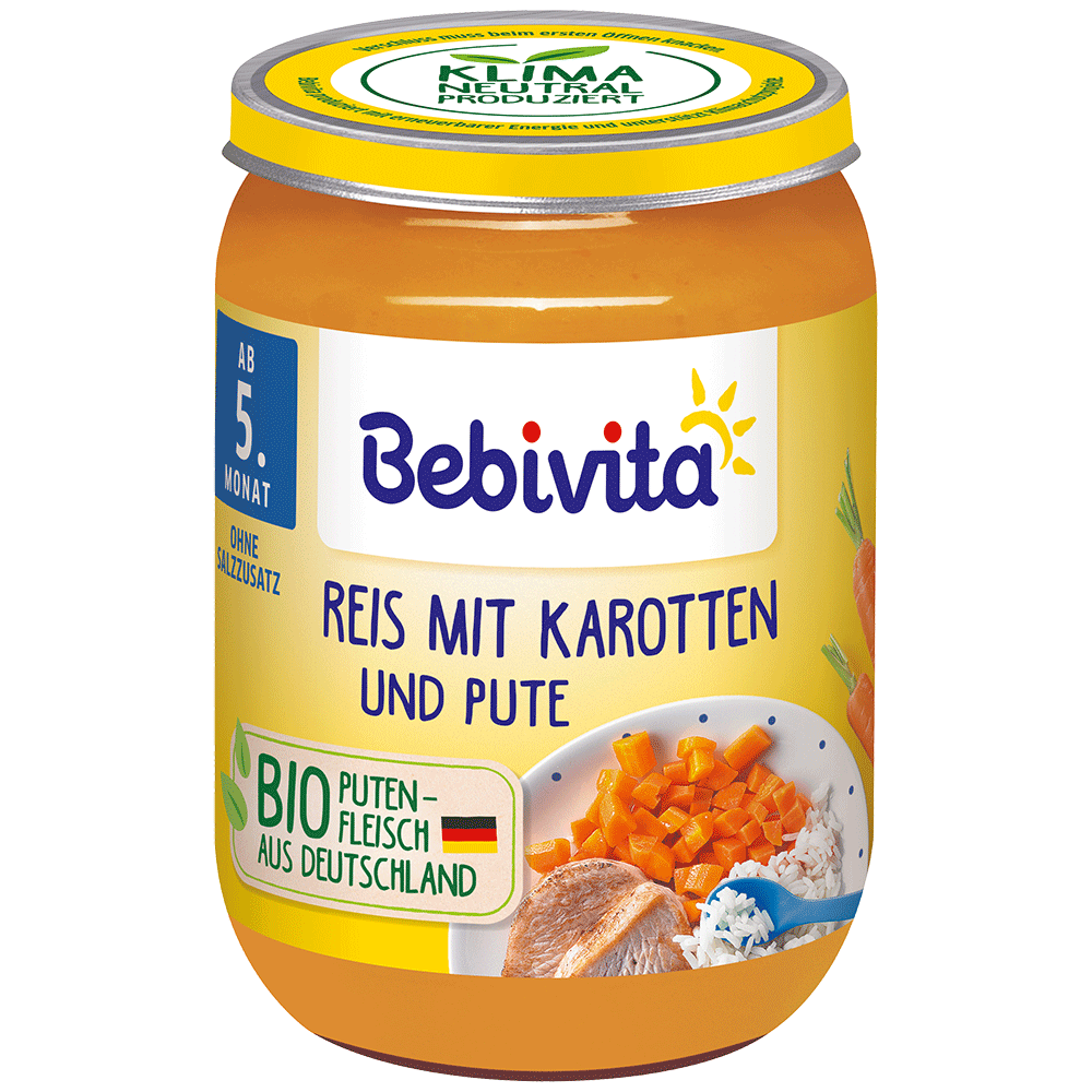 Bild: Bebivita Reis mit Karotten und Pute 