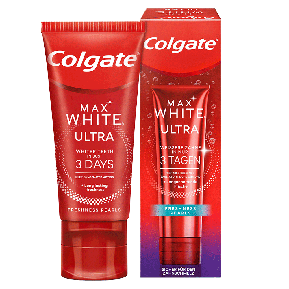 Bild: Colgate Zahncreme Max White Ultra Fresh Pearls 