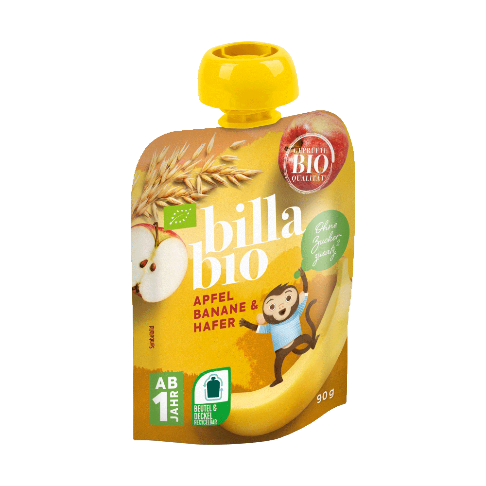 Bild: Billa Bio Quetschie Apfel Banane Hafer 