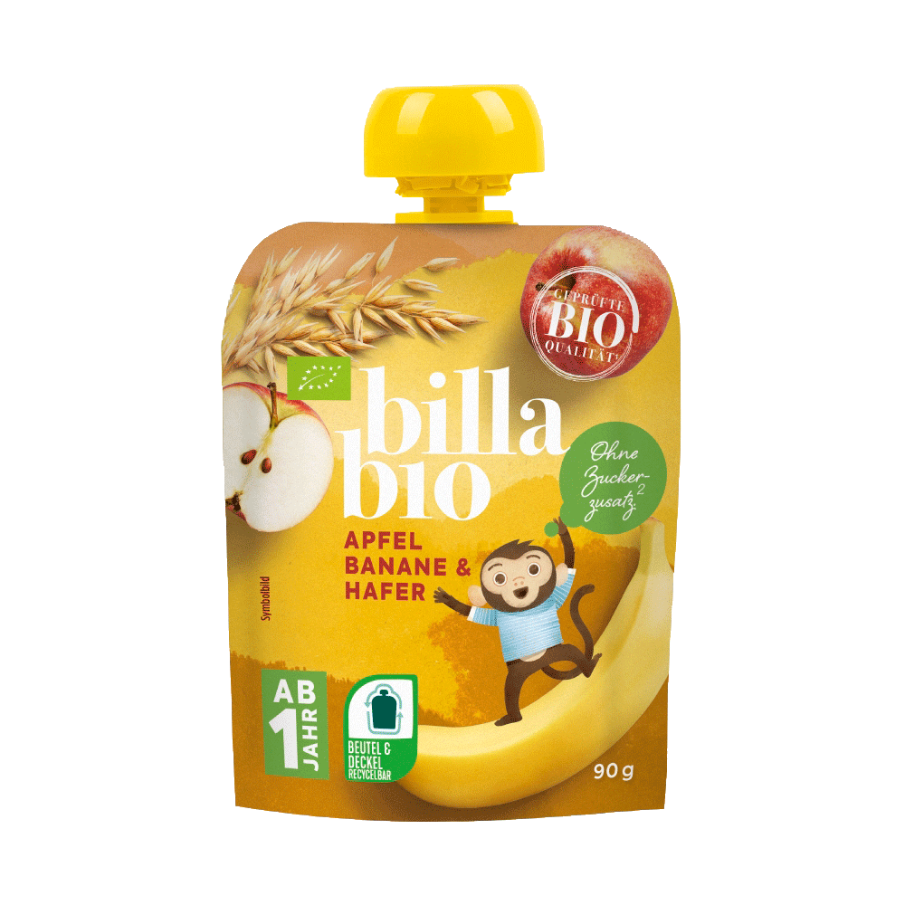 Bild: Billa Bio Quetschie Apfel Banane Hafer 