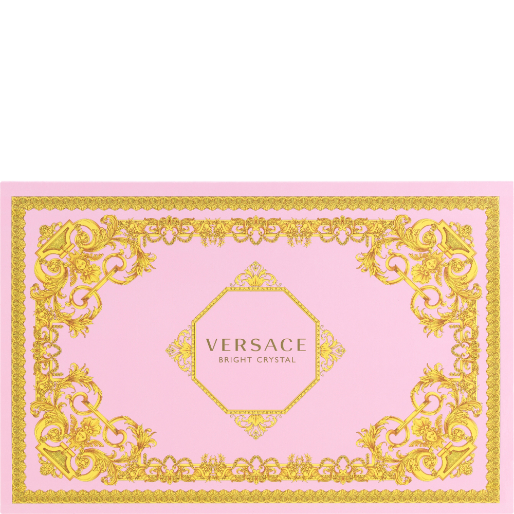 Bild: Versace Bright Crystal Geschenkset Eau de Toilette 90 ml + Duschgel 100 ml + Bodylotion 100 ml + Kosmetiktasche 