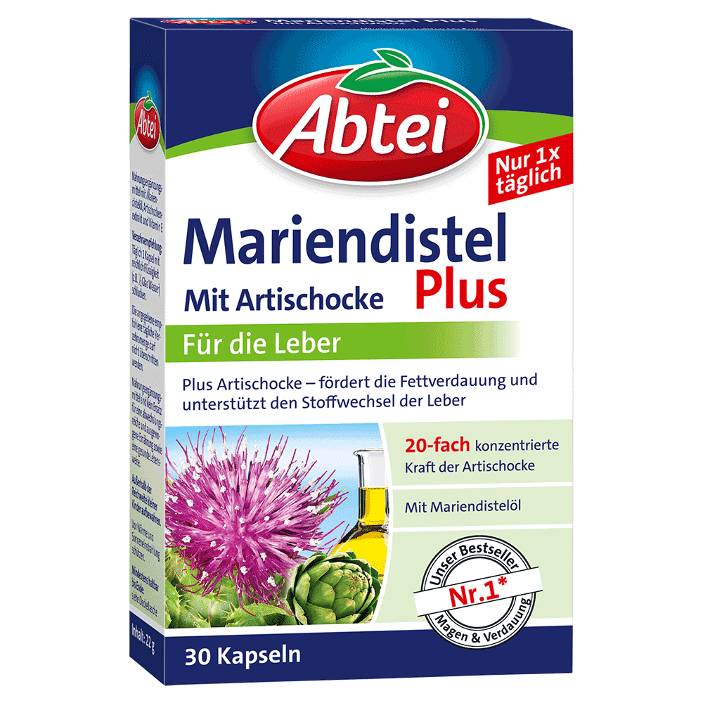 Bild: Abtei Mariendistelöl Plus mit Artischocke Kapseln 