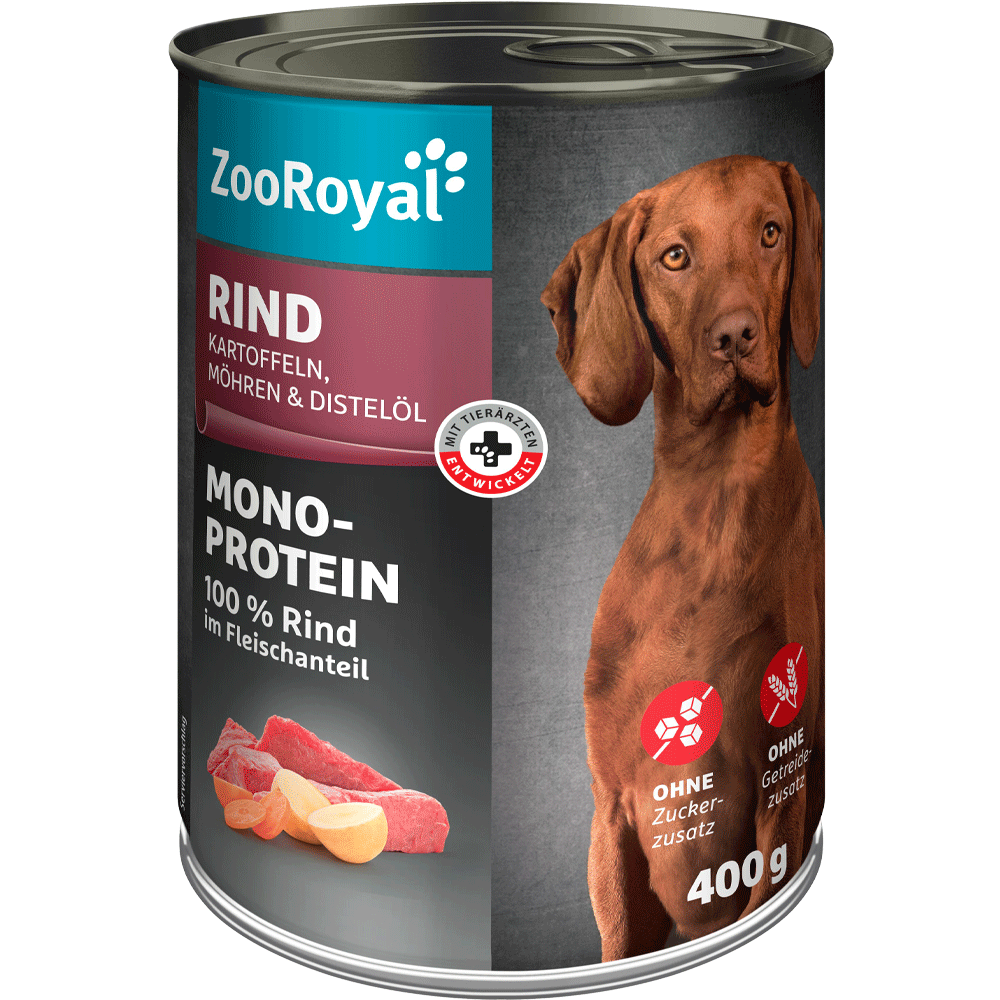 Bild: ZooRoyal Mono Protein Rind Kartoffeln, Möhren & Distelöl 