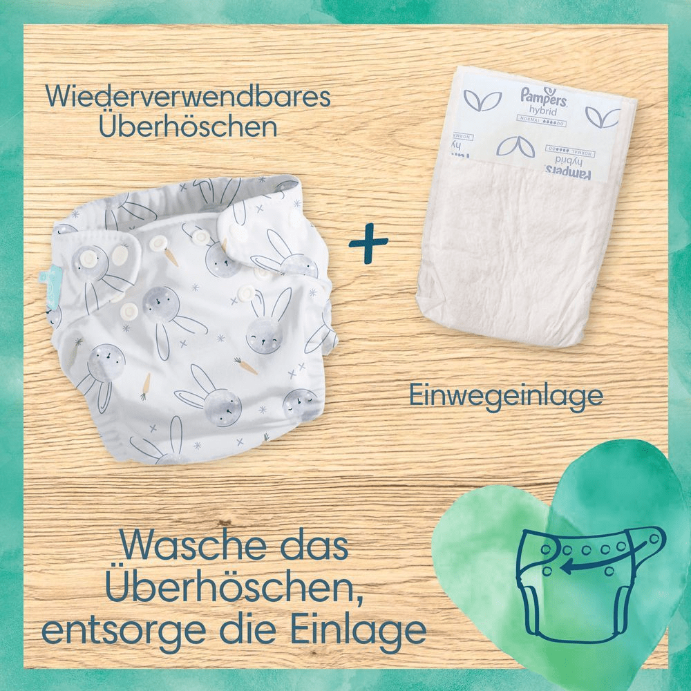 Bild: Pampers Harmonie Hybrid Babywindeln, Probier-Set, Windelüberhose und Einwegeinlagen 