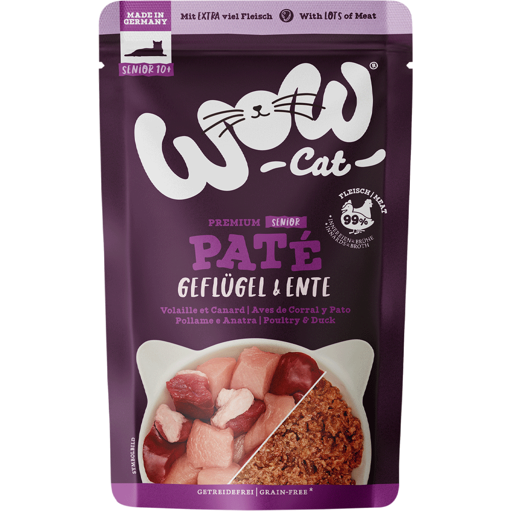 Bild: WOW Cat Senior Paté Geflügel & Ente 