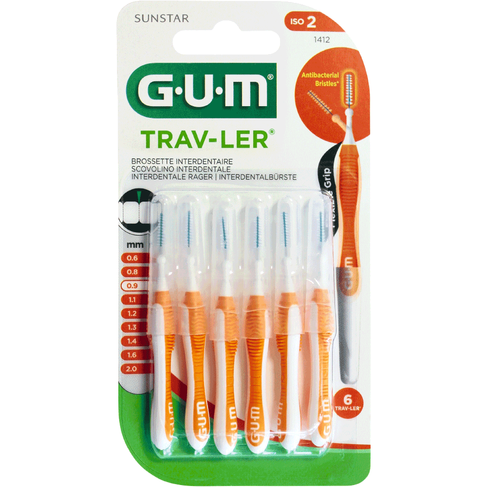 Bild: GUM TRAV-LER Interdentalbürste ISO 2 0,9 mm orange 