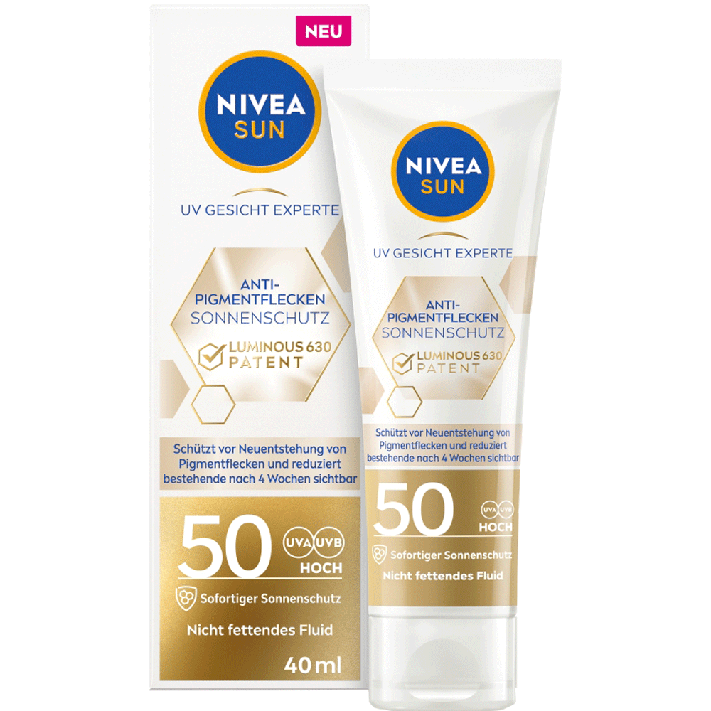 Bild: NIVEA Sun UV Gesicht Experte Anti-Pigmentflecken Sonnenschutz LUMINOUS630 