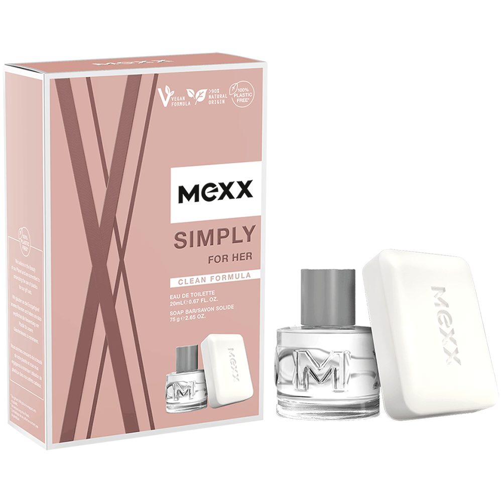 Bild: Mexx Simply For Her Geschenkset Eau de Toilette 20 ml + Feste Seife 75 g 