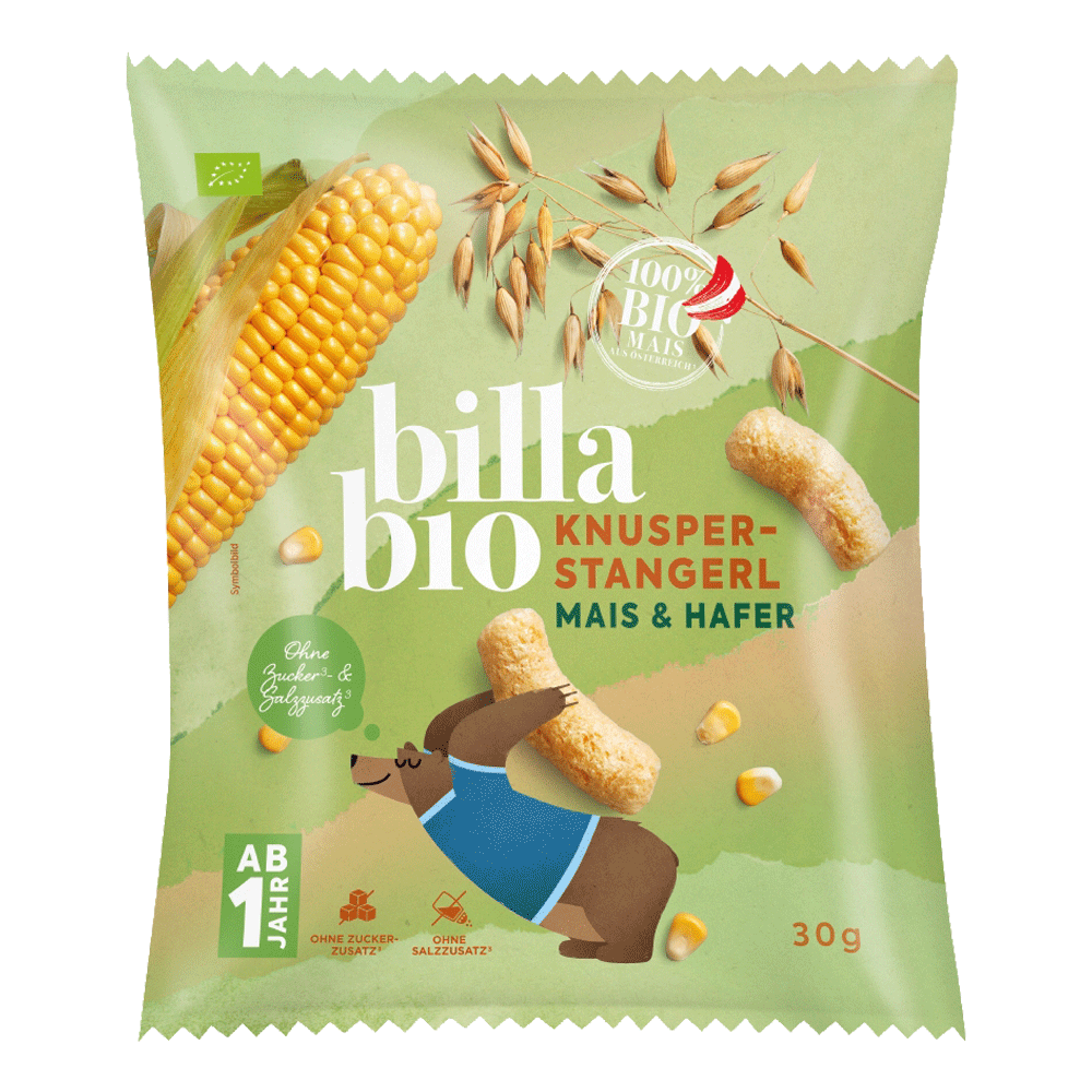 Bild: Billa Bio Knusper Stangerl Mais & Hafer 