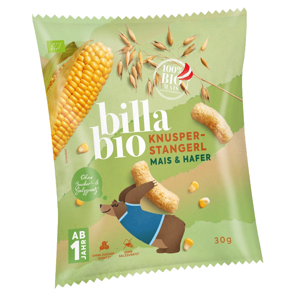 Bild: Billa Bio Knusper Stangerl Mais & Hafer 