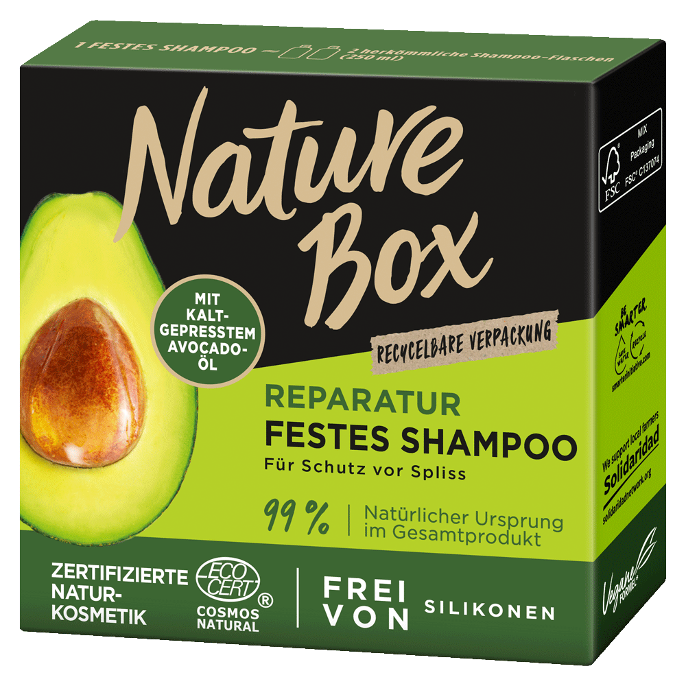 Bild: Nature Box Festes Shampoo mit Avocado Öl 