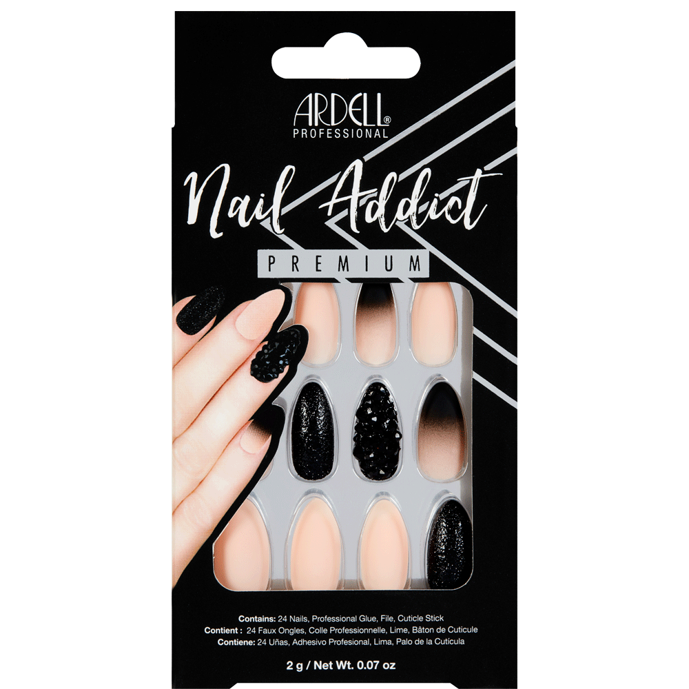 Bild: ARDELL Nail Addict Premium Kunstfingernägel Black Stud & Pink Ombré 