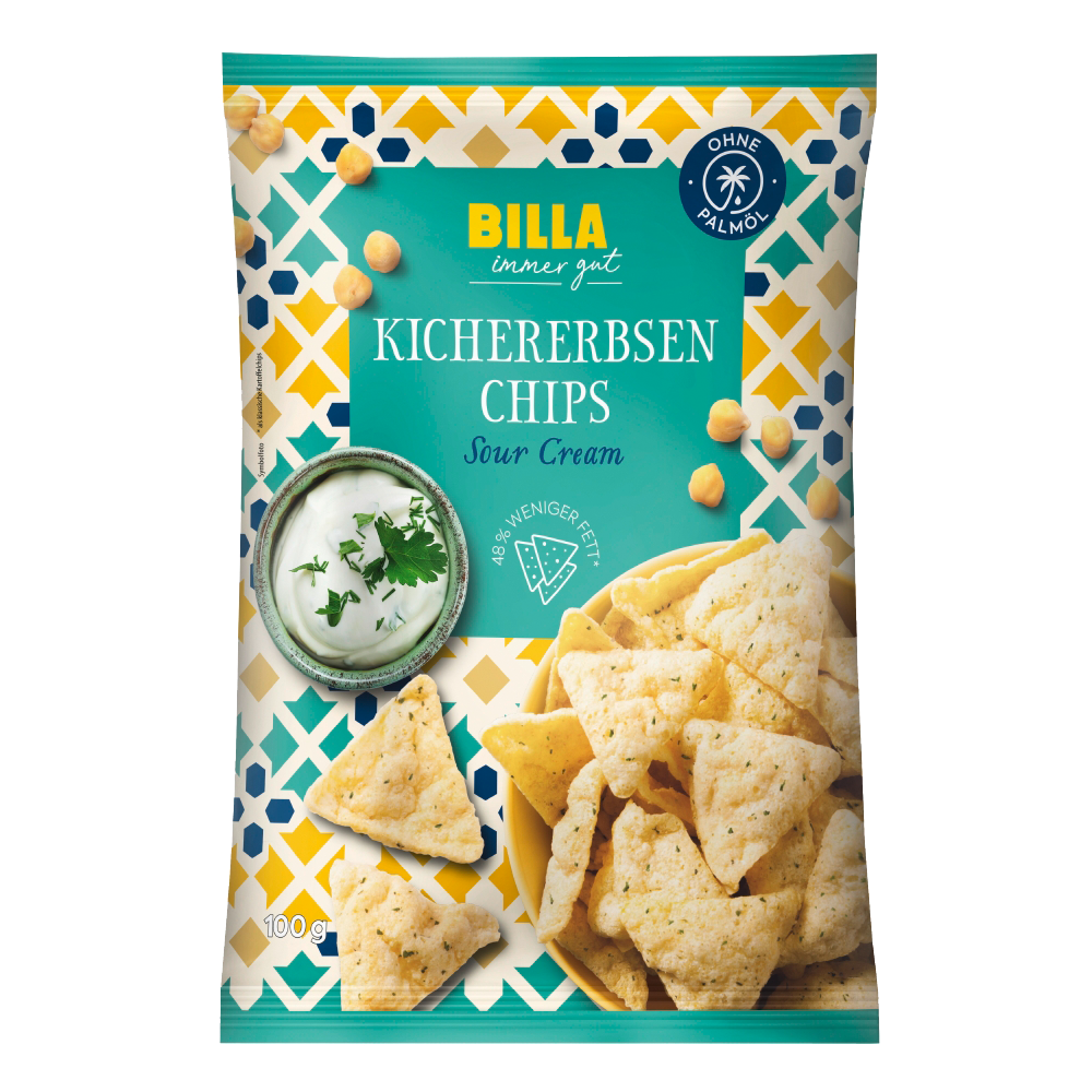 Bild: Billa immer gut Kichererbsenchips Sour Cream 