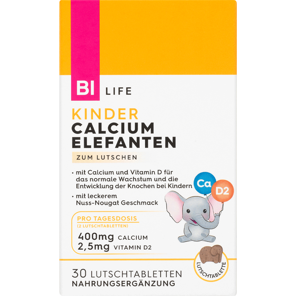 Bild: BI LIFE Kinder Calcium Elefanten Lutschtabletten 