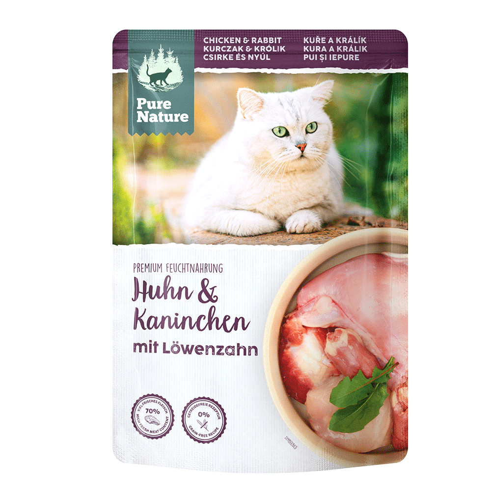 Bild: Pure Nature Premium Feuchtnahrung Huhn und Kaninchen mit Löwenzahn 