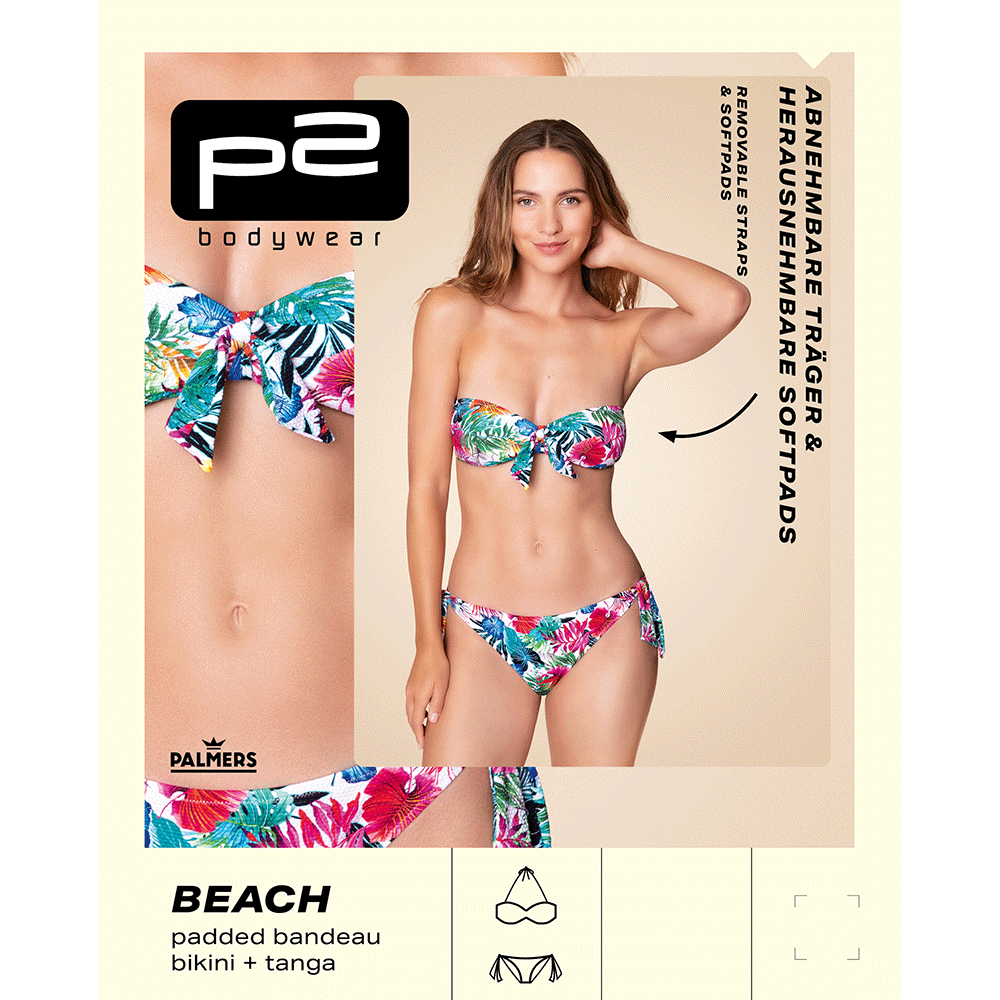 Bild: p2 beach Bandeau Bikini weiß-bunt