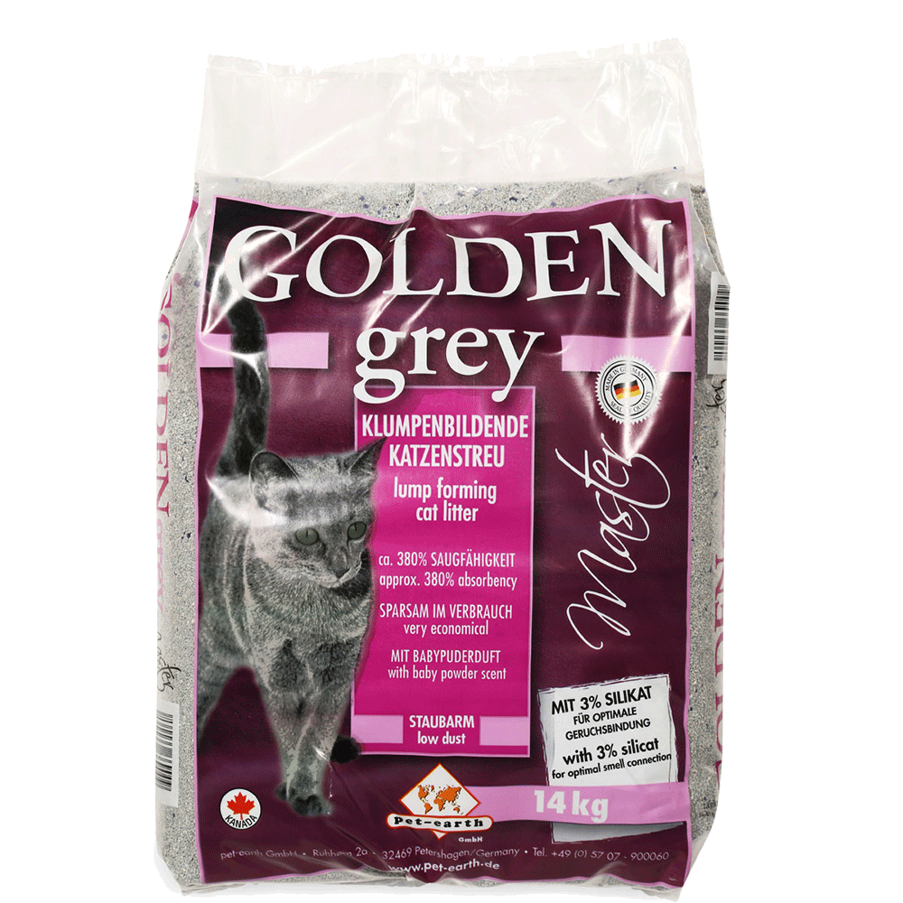 Bild: pet-earth Golden Grey Master Katzenstreu mit Babypuderduft 