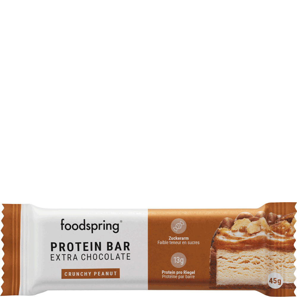 Bild: foodspring Protein Bar Extra Chocolate Crunchy Peanut 