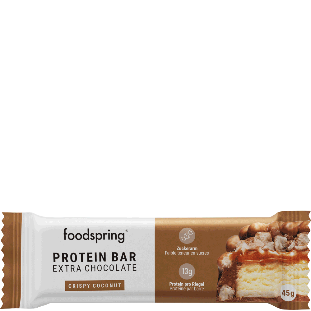 Bild: foodspring Protein Bar Extra Chocolate Crispy Coconut 