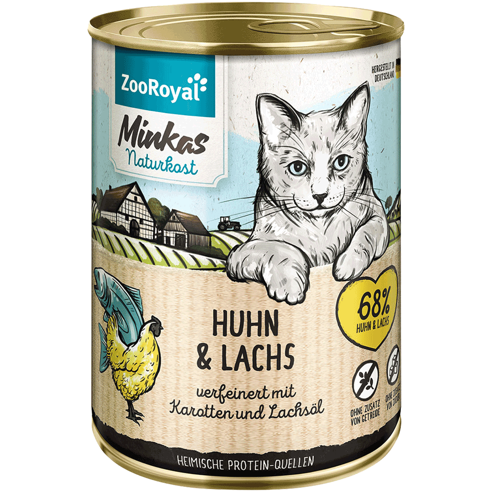 Bild: ZooRoyal Minkas Naturkost Adult Huhn & Lachs Katzenfutter 