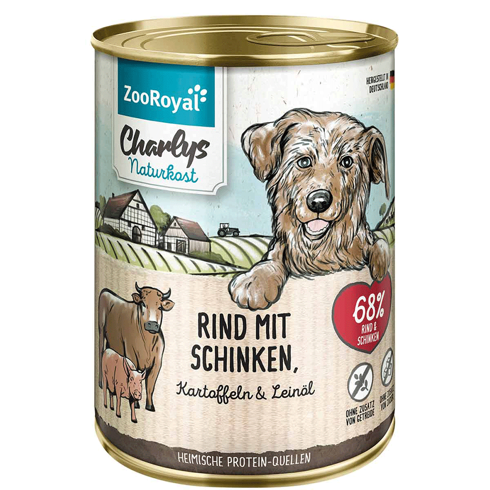 Bild: ZooRoyal Charlys Naturkost Rind & Schinken Hundefutter 