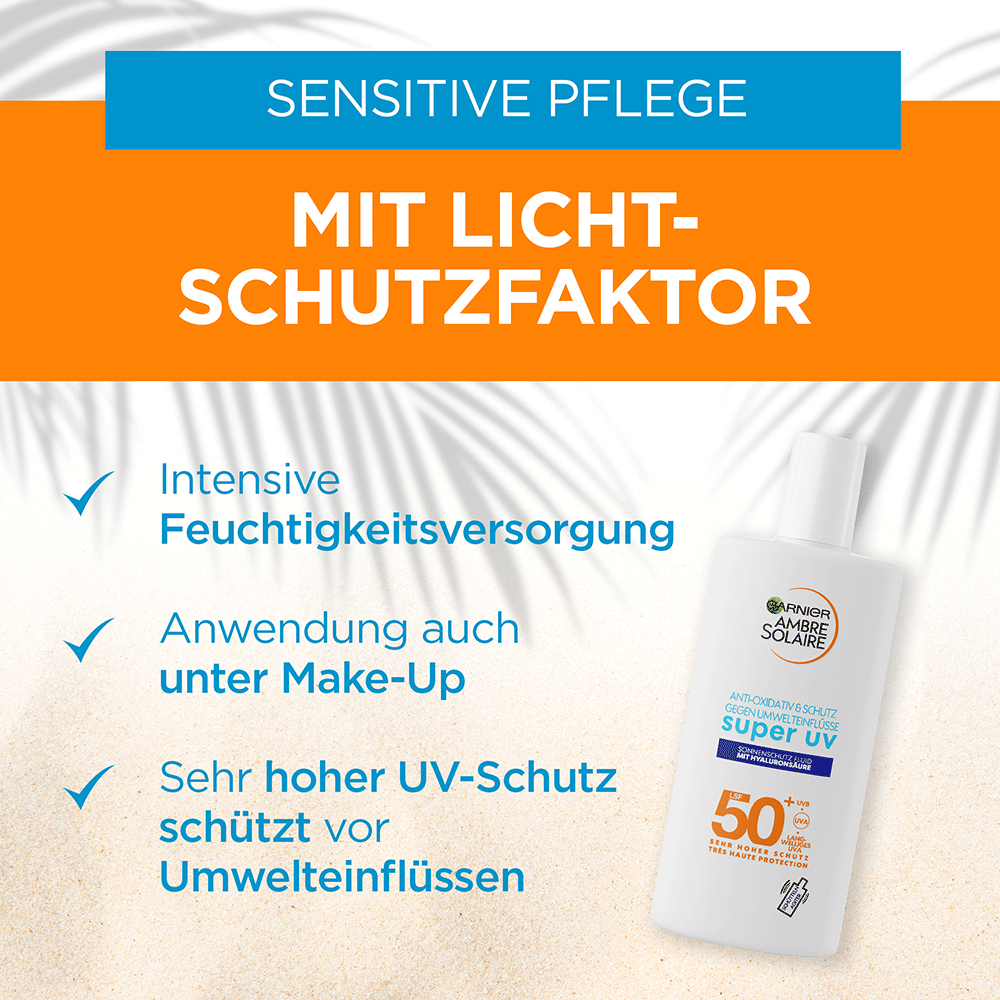 Bild: GARNIER AMBRE SOLAIRE Sensitive Expert + Gesicht Advanced Sonnencreme LSF 50+ 