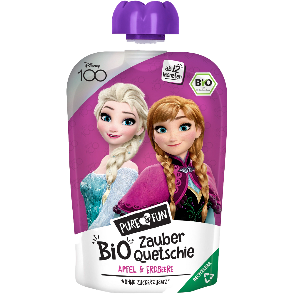 Bild: Pure & Fun Disney Bio Zauber Quetschie Elsa Apfel & Erdbeere 