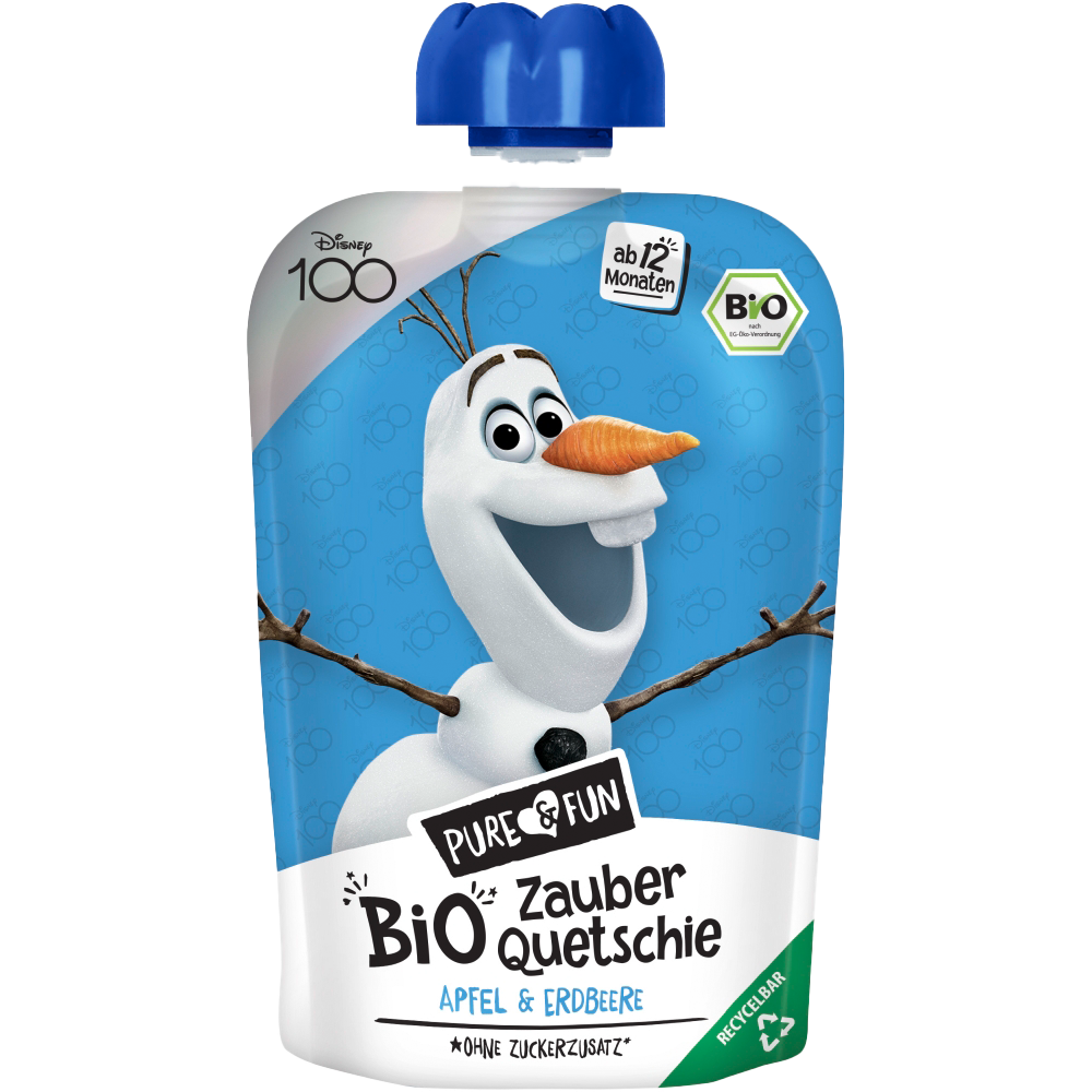 Bild: Pure & Fun Disney Bio Zauber Quetschie Olaf Apfel & Erdbeere 