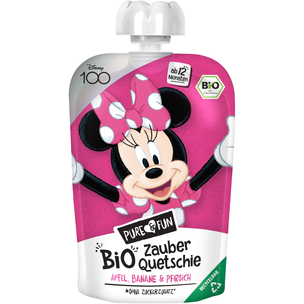 Bild: Pure & Fun Disney Bio Zauber Quetschie Minnie Apfel, Banane & Pfirsich 