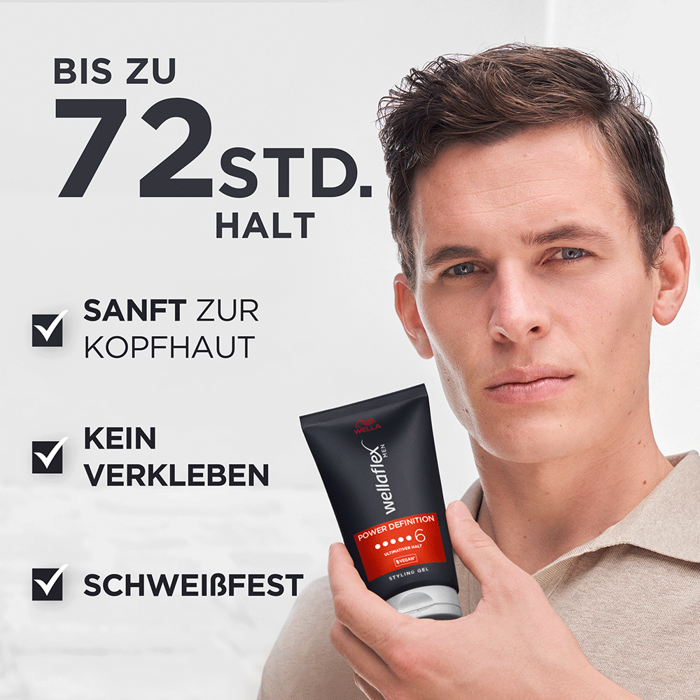 Bild: WELLA wellaflex Men Styling Gel Power Definition Ultimativer Halt 