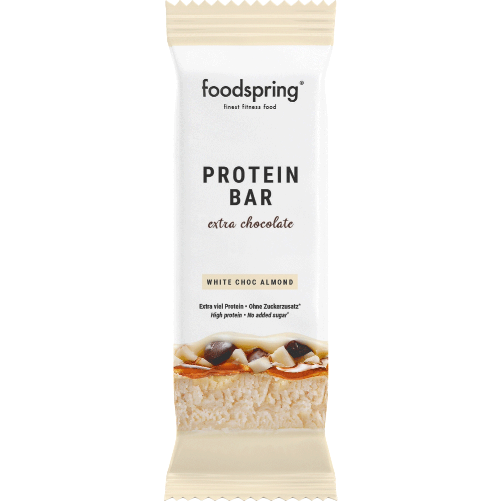 Bild: foodspring Protein Bar White Chocolate Almond 