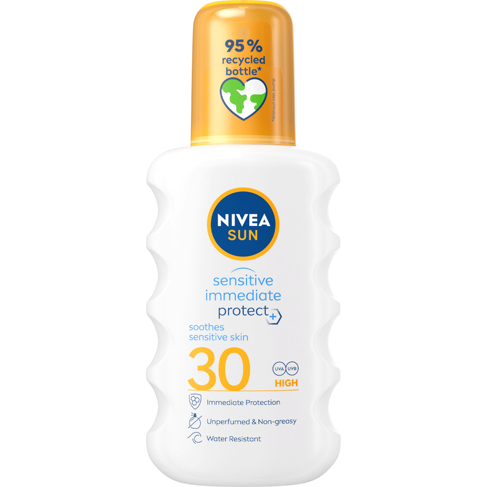 Bild: NIVEA Sun Sensitiv Sofort Schutz beruhigend Sonnenspray LSF30 