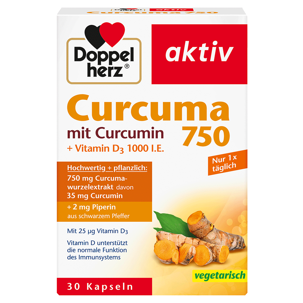 Bild: DOPPELHERZ Kapseln Curcuma + Vitamin D3 