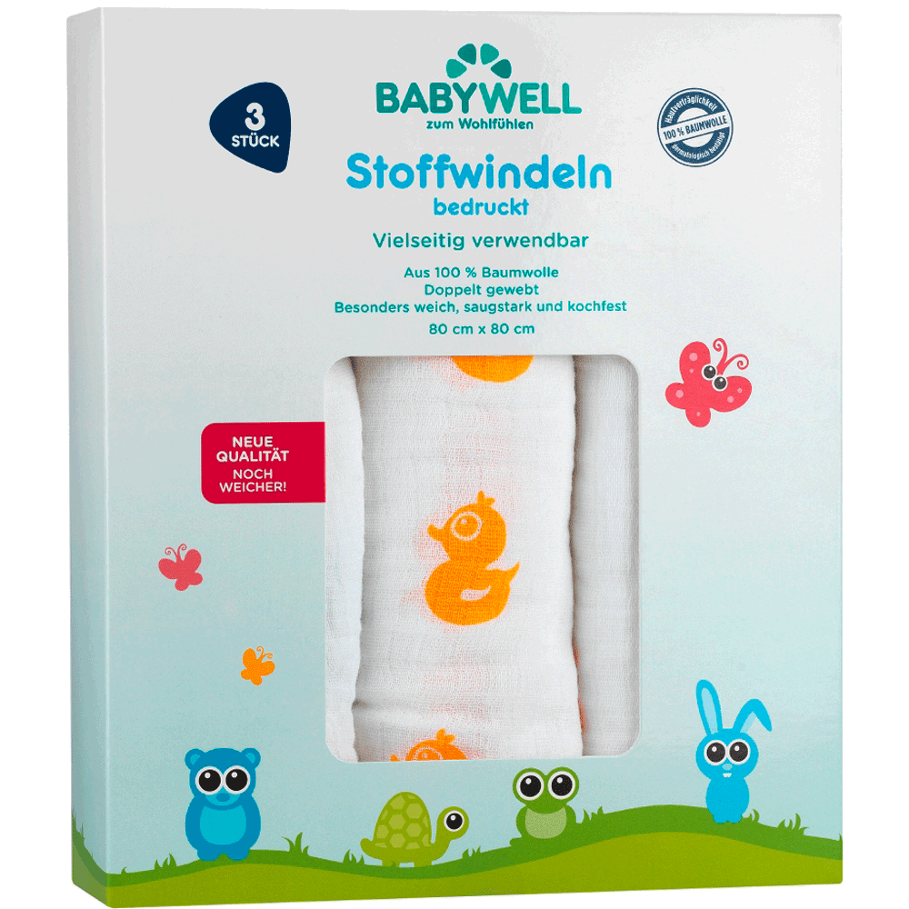 Bild: BABYWELL Stoffwindeln 3er Pack 