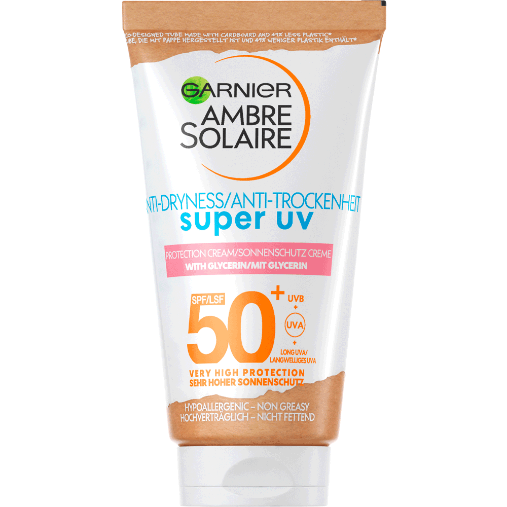 Bild: GARNIER AMBRE SOLAIRE Sensitive Anti-Trockenheit Sonnencreme LSF 50+ 